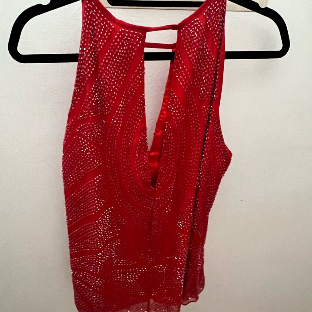 NWT Parker red beaded top XS